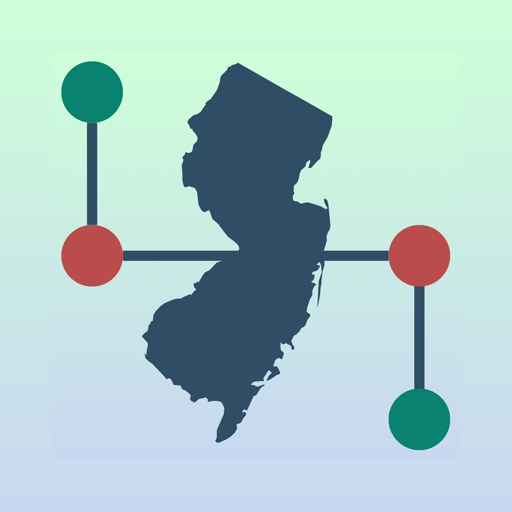 NJ RIDES app icon: an outline of New Jersey with transit line nodes